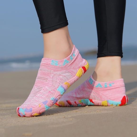 lnmuld Men Women Five Toe Shoes Barefoot Shoes for Water Yoga Fitness Hiking Color:Pink,Size:43