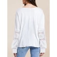thumbnail image 4 of Womens Tops V Neck Long Sleeve Lace Dressy Casual Blouses Trendy Oversized T Shirts White L, 4 of 5