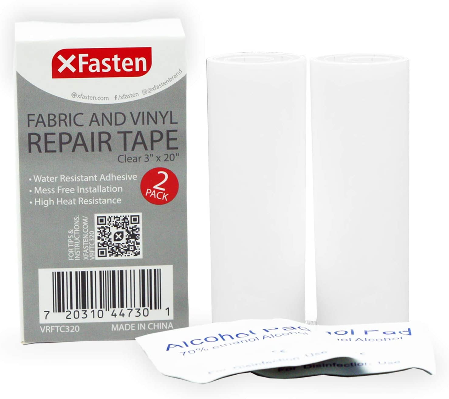 XFasten Fabric and Vinyl Repair Tape, Clear, 3Inches by 20Inches (2