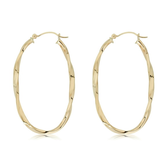 AVORA 14K Yellow Gold Oval-shaped Twisted Hoop Earrings