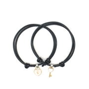 Yesbay 1Pc Key Lock Heart Charm Pendant Couple Bracelet Chain Bangle Jewelry-Pink