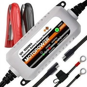 MOTOPOWER MP00205B 12V 1000mA Automatic Battery Charger, Battery Maintainer, Trickle Charger, and Battery Desulfator with Timer Protection