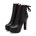 thumbnail image 2 of NECHOLOGY Botas Mujer Adulto Femenino Zapatos Botines de mujer Spicy Girl PU fiesta moda tobillo botas altas tacones sobre la rodilla ante plisado botas (Black, 7), 2 of 6