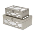thumbnail image 2 of Contemporary Home Living Set of 2 Champagne Gray Rectangular Boxes with Mirror 11.75", 2 of 6
