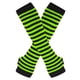 thumbnail image 1 of Zhuge Guantes largos sin dedos a rayas para mujer, calentadores de brazos tejidos de invierno para punk rock, cosplay, gótico y fiesta de Navidad, color verde y negro, 1 of 4