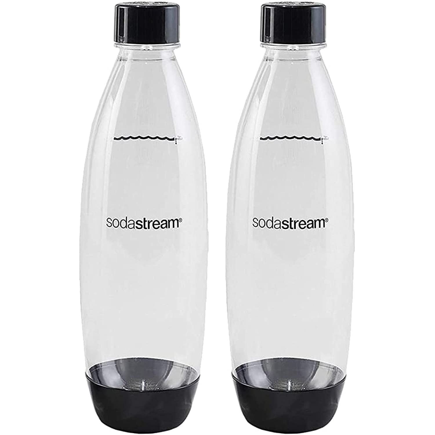 Sodastream 1L Twin Pack Dishwasher Safe Slim Bottle (Black)