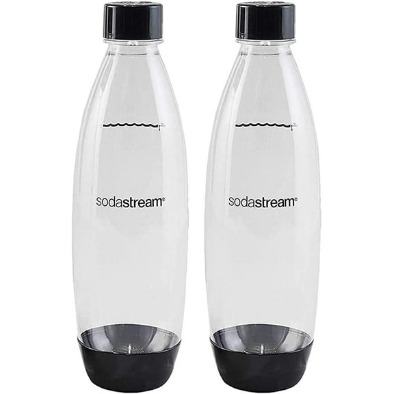 Sodastream 1L Twin Pack Dishwasher Safe Slim Bottle (Black)