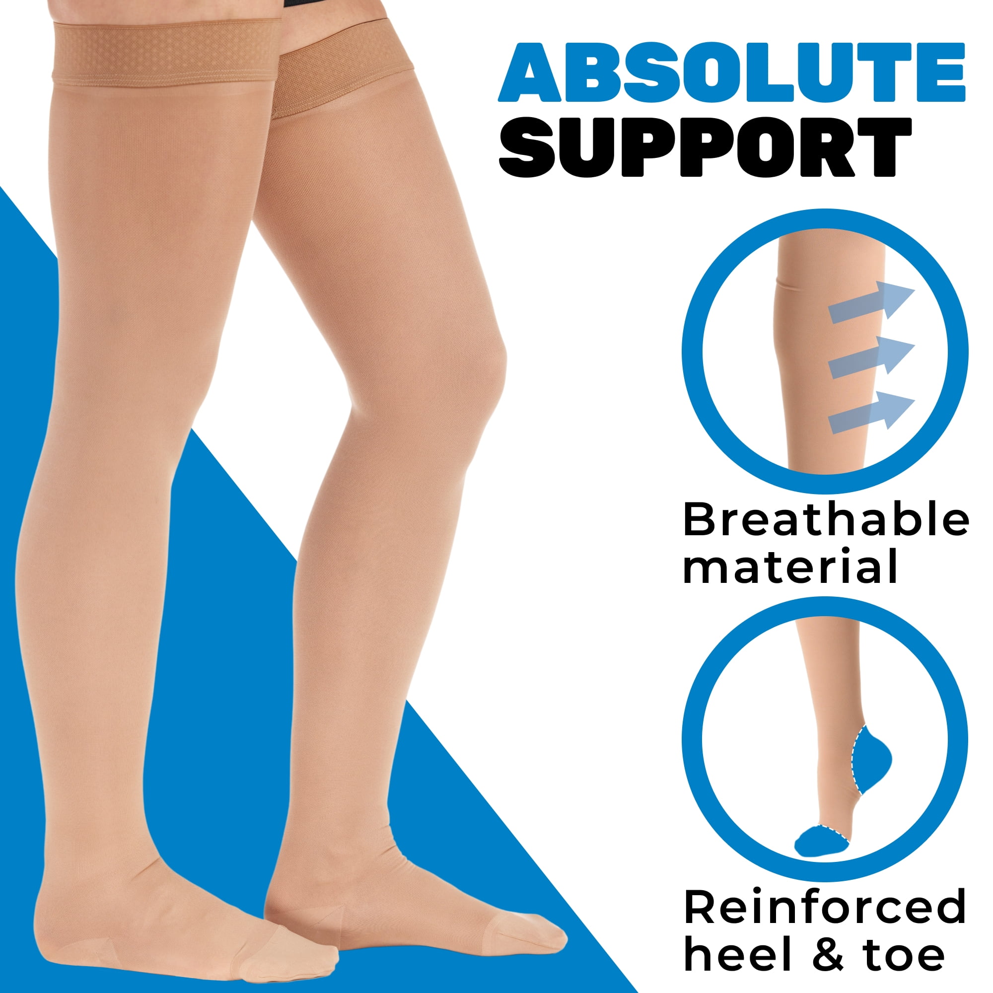 Extra Wide Compression Stockings for Women and Men 20-30 mmHg - Beige, 5XL
