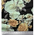 thumbnail image 1 of Soimoi Cotton Jersey Fabric Leaves & Rose Flower Decor Fabric Printed Yard 58 Inch Wide, 1 of 1