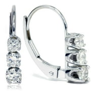 1/2ct 3 Stone Diamond Earrings 14K White Gold