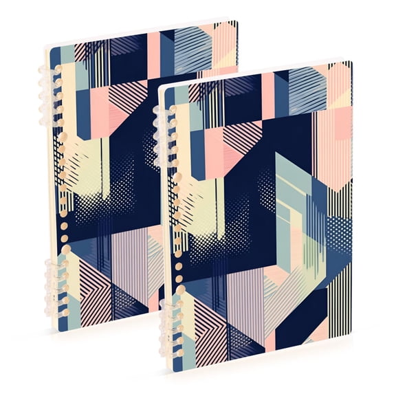 FORMRS 1-Subject Spiral Notebook 8" x 5" College Ruled 60 Refillable Sheet A5 Hard Cover, 2 Pack, Pink Stripes