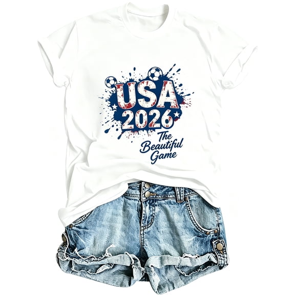 HAOMEILI Women's 100% Cotton Soccer Graphic T-Shirt, Casual Short Sleeve Tee for Everyday Wear