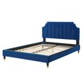 thumbnail image 3 of Platform Bed Frame, Queen Size, Velvet, Blue Navy, Modern Contemporary Urban Design, Bedroom Master Guest Suite, 3 of 10