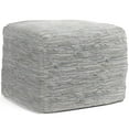 thumbnail image 1 of Simpli Home Pouf Carré Boho Fredrik en Cuir Véritable Tressé Crème, 1 of 6