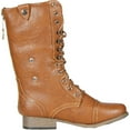 thumbnail image 2 of Wild Diva Women Jetta-25F Lace Up Combat Military Boots With Foldable Cuff, Whisky, 5.5, 2 of 4
