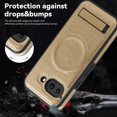 thumbnail image 3 of Dteck Magnetic Case for Google Pixel 9A, Compatible with MagSafe, PU Leather TPU Bumper Shockproof Protective Cover with Kickstand,Desertgold, 3 of 5