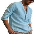 thumbnail image 1 of Chemise Homme Col Montant Chemise Manches Longues Blouses Homme, 1 of 6