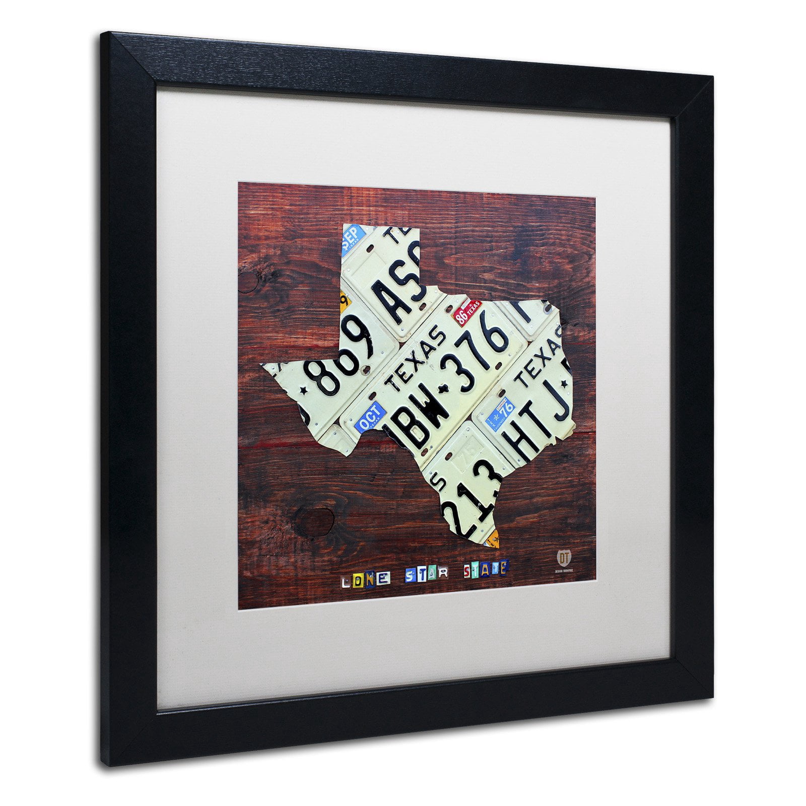 Trademark Fine Art 'Texas License Plate Map Large' Canvas Art by Design Turnpike, White Matte, Black Frame