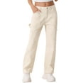 thumbnail image 1 of Pantalones Cargo INSPIRE CHIC para mujer, de cintura alta, estilo Y2K, pantalones casuales con bolsillos, color beige M, 1 of 1