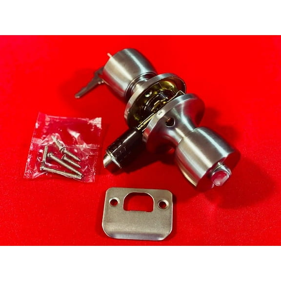 Mobile Home Interior Keyed Privacy Door Knob Handle Stainless Steel 2 Keys