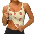 thumbnail image 4 of Vsdgher Strawberries Print Women Sleeveless Athletic Tank Top Built-in Bra Camisole Sports Vest for Yoga Running Fitness Exercise with Removable Pads, 4 of 8