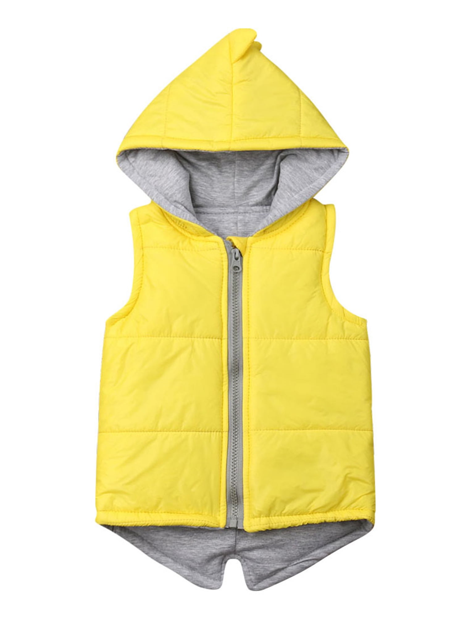 Baby Girls Toddler Fall Winter Waistcoat Hooded Zip Up Dinosaur Cartoon Jacket Outerwear Vest Kid Clothes 