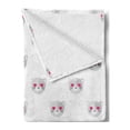 thumbnail image 2 of Emoticon Soft Flannel Fleece Throw Blanket, Cat Faces Pink Heart Shaped Eyes Romantic Animal Kitty Mascot in Love, Cozy Plush for Indoor and Outdoor Use, 70" x 90", Pale Grey Pink White, by Ambesonne, 2 of 5