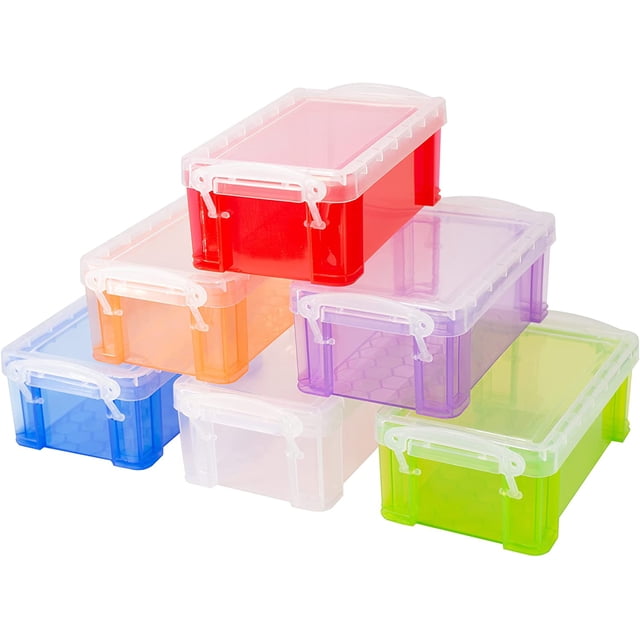 testyu Small Plastic Box, 4.3" X 2.3" X 1.5" Stackable Mini Storage Box with Lid, Clear Organizer Container for Jewelry Beads Small Crafts Items Accessories - 6 Pack