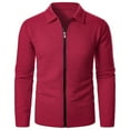 thumbnail image 3 of Fznquz Collared Men's Shirts Long Sleeve Full Zip Red Tees Shirts Plain Fall Winter Mens Clothes Trendy, 3 of 6