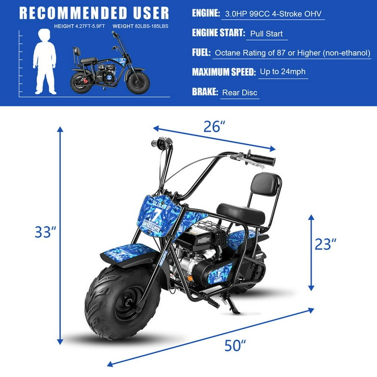 Oryxearth 99cc 4-Stroke Mini Dirt Bike, Gas Powered Off Road Trail