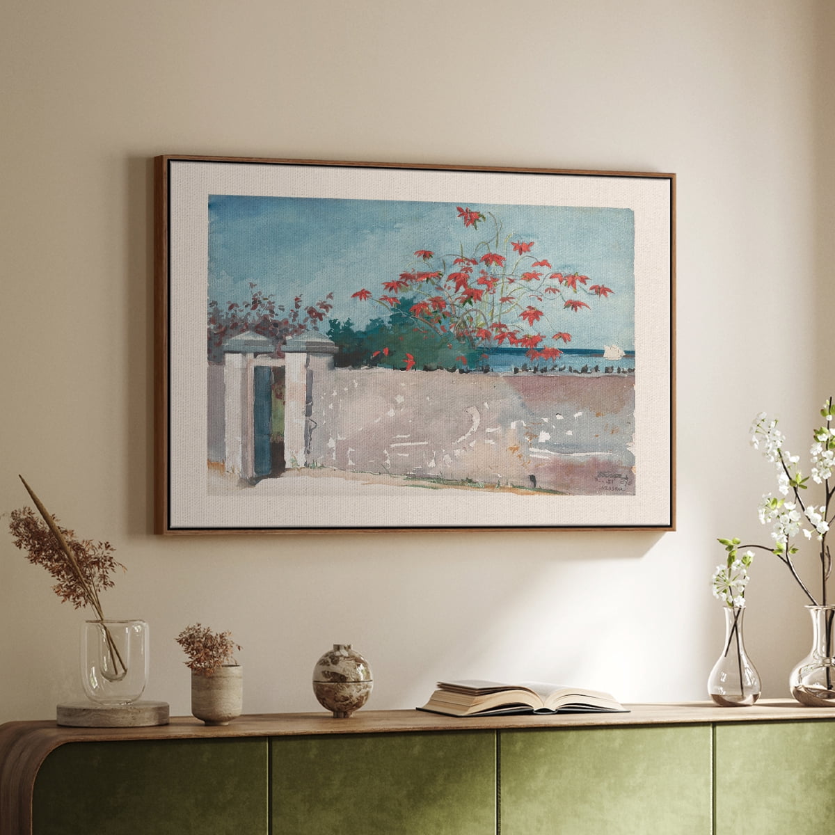 Vintage Botanical Print-LXX By Wexford Home Framed in Walnut Wood Gallery Wrapped Canvas 25 in. x 37 in.