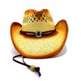 thumbnail image 2 of Cowboy hat with medallion and brown strap - handmade hat, 2 of 2
