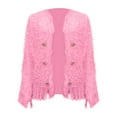 thumbnail image 5 of Womens Fall Jacket Elegant Fringe Trim Double Cropped Tassel Lightweight Coats Pink, 5 of 5