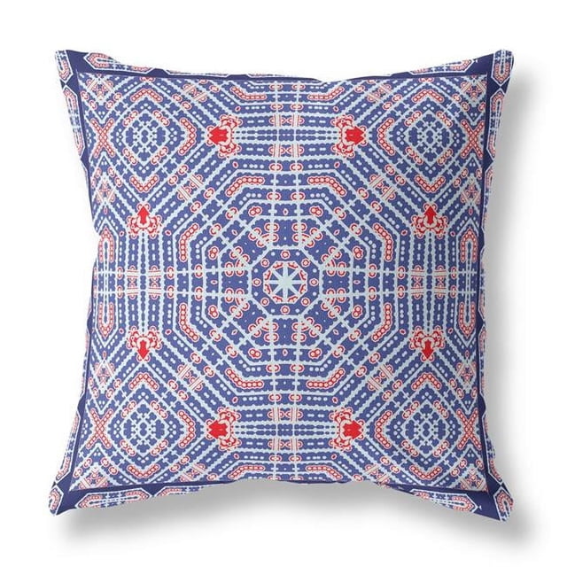HomeRoots 415056 20 Po Geostar Coussin d'Intérieur et d'Extérieur & 44; Bleu et Rouge