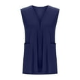 thumbnail image 5 of Clearance under 10$ Sevevn Plus Size Woman Solid Color Cardigan Pocket Sleeveless Tops Blouse T-Shirt Gift for Adults Navy XL, 5 of 7