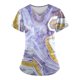 thumbnail image 1 of Uniforme de trabajo estampado SCZ para mujer con camiseta de bolsillo top de manga corta morado talla 4xl, 1 of 3