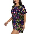 thumbnail image 2 of Naloa Colorful Mexican Women's Short-Sleeved Pajama Set, Loungewear, Summer pajamas, Breathable Cozy - Large, 2 of 9