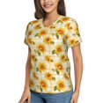thumbnail image 2 of Xecao Light Yellow Plaid Sunflower for Women's V-Neck T-Shirts-Elegant Half-Sleeve Tops Perfect for Summer-X-Large, 2 of 5