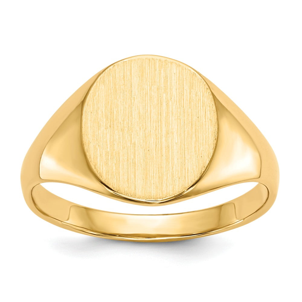 Solid 14k Yellow Gold Engravable Signet Ring 11mm Size 7
