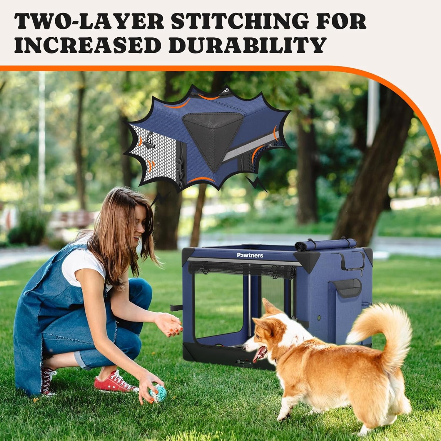 Collapsible Dog Crate 30 Inch Soft Sided Travel Kennel with Mat for Medium Dogs