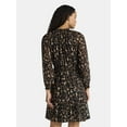 thumbnail image 4 of Time and Tru Women's Smocked Mini Dress with Long Sleeves, Sizes XS-XXXL, 4 of 6