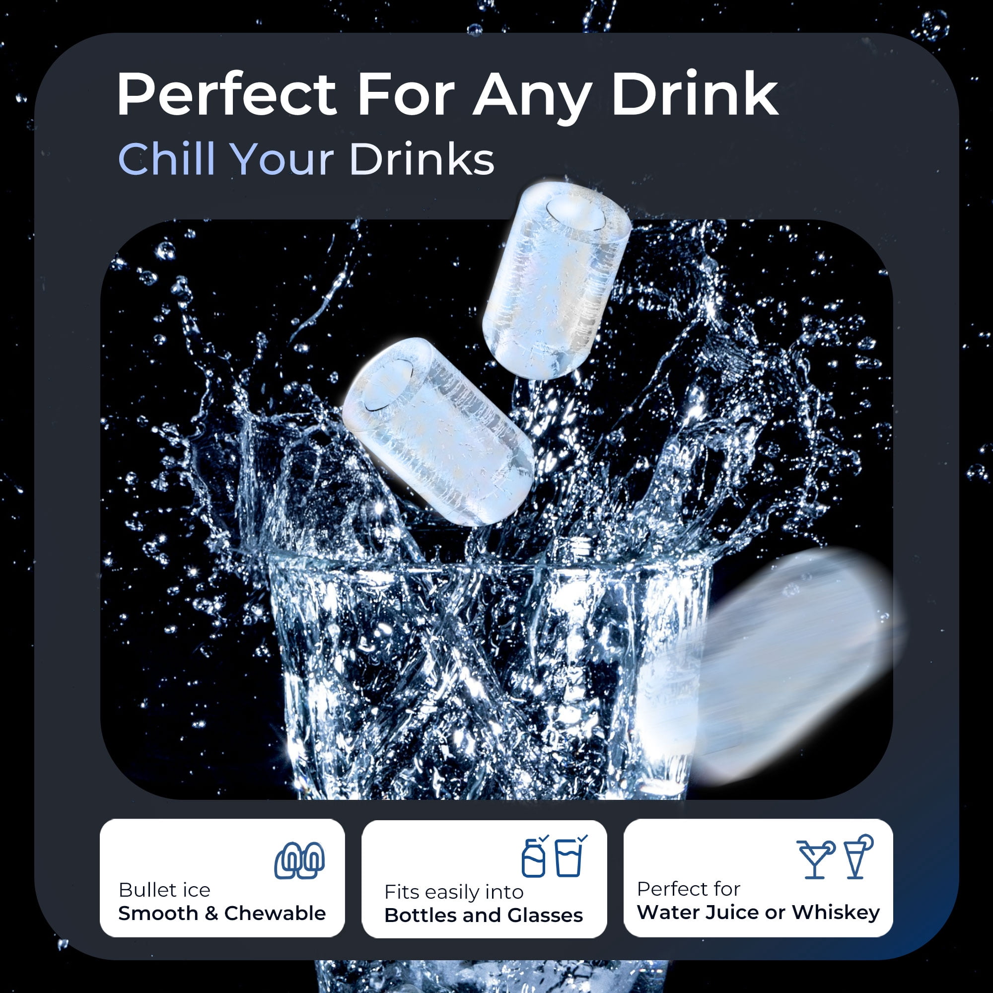 Simzlife Ice Maker Countertop, 8 Cubes Ready in 6 Mins, 26lbs in 24Hrs, Self-Cleaning Ice Machine with Ice Scoop and Basket, 2 Sizes of Bullet Ice for Home Kitchen Office Bar Party