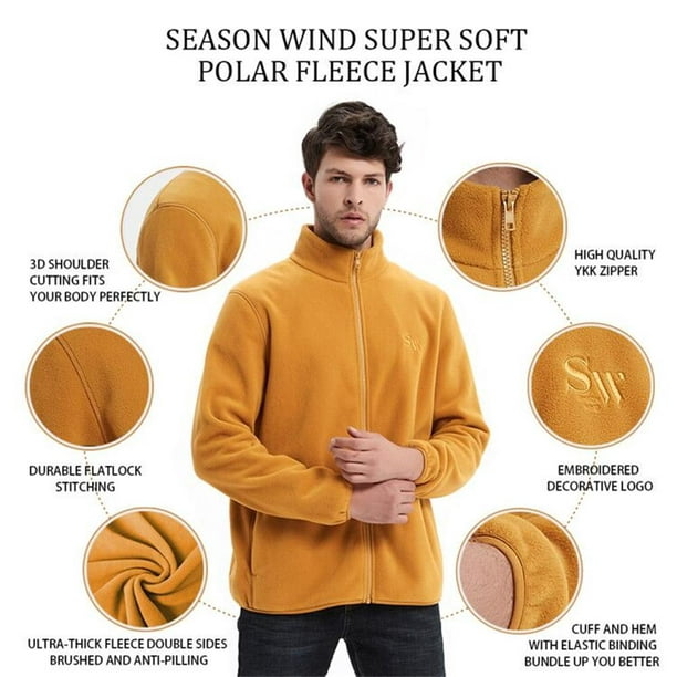 Season wind Full Zip Polar Fleece Jacket Ultra Soft High Collar Women and  Men Active Outwear Navy 