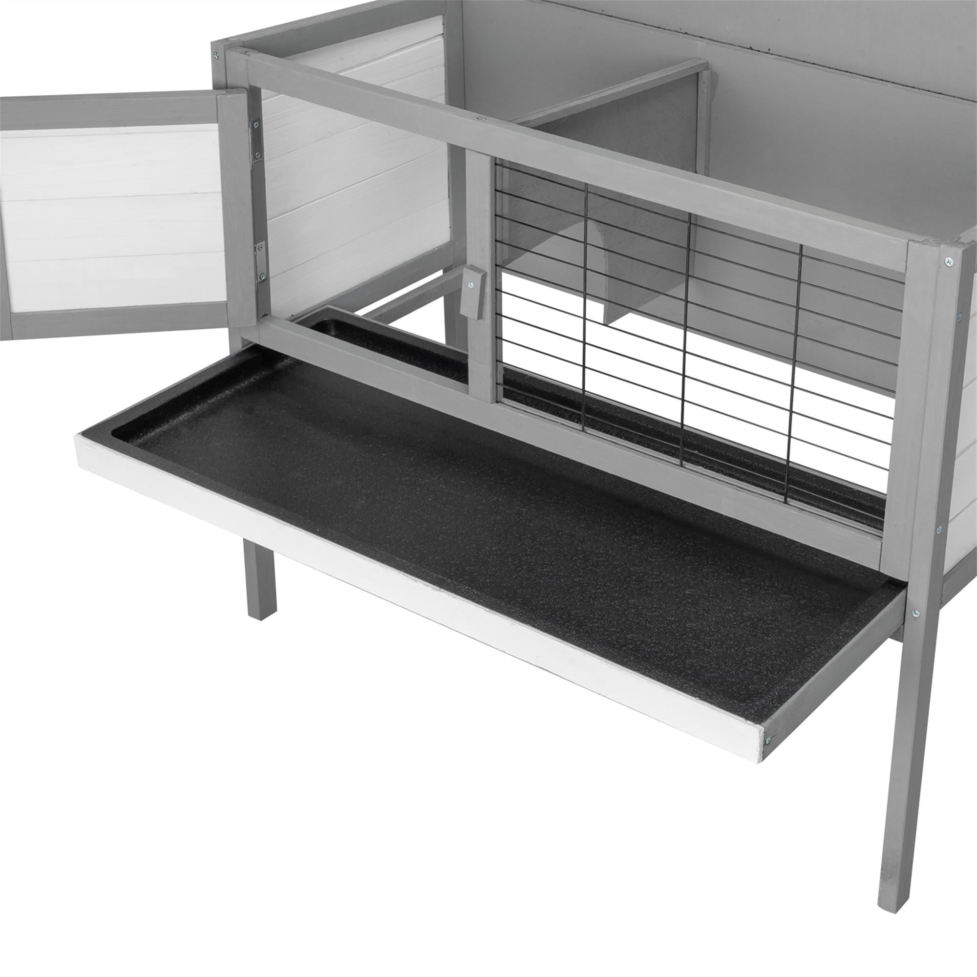 Pefilos 36" Rabbit Hutch for Indoor Wooden Pet Cages Bunny, Guinea Pig House Rabbit Cage, Gray
