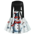 thumbnail image 2 of Christmas Dresses for Women Women's Casual Fashion Printed Retro Square Neck Long Sleeve Dress with AI Christmas Print for Holiday Party,White,2XL, 2 of 4