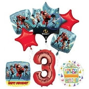 MAYFLOWER PRODUCTS Incredibles 2 party supplies 3rd Birthday Balloon Bouquet Decorations