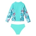 thumbnail image 4 of Doomiva Kids Girls Floral 2 Pieces Tankini Zipper Upf 50+ Rashguard Shirts Triangle Brief Summer Bathing Suit Beachwear Lake Green 16, 4 of 4