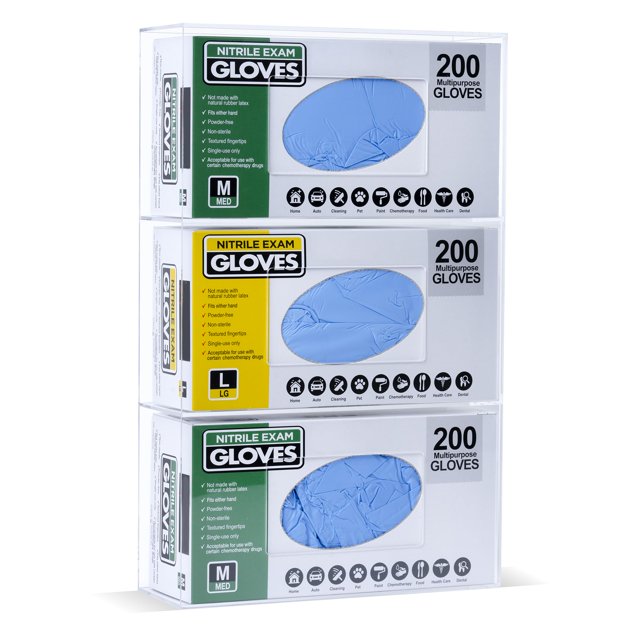 Organizador triple de acrílico transparente para cajas de guantes Inevibe