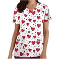 thumbnail image 4 of SBYOJLPB Valentines V Neck Nursing Scrub Top Womens Love Print Short Sleeve with Pockets​ Medical Uniform Shirt, 4 of 5