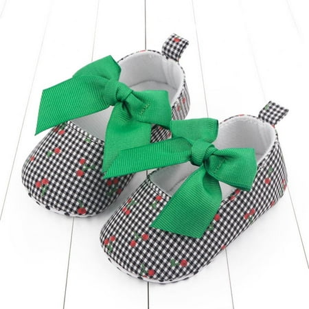 

Wuffmeow Baby Girls Princess Bowknot Soft Sole Cloth Crib Shoes Sneaker 0-18Months